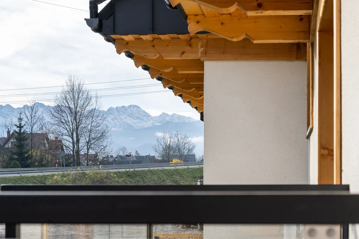 A panorama of the Tatras seen from an apartment balcony